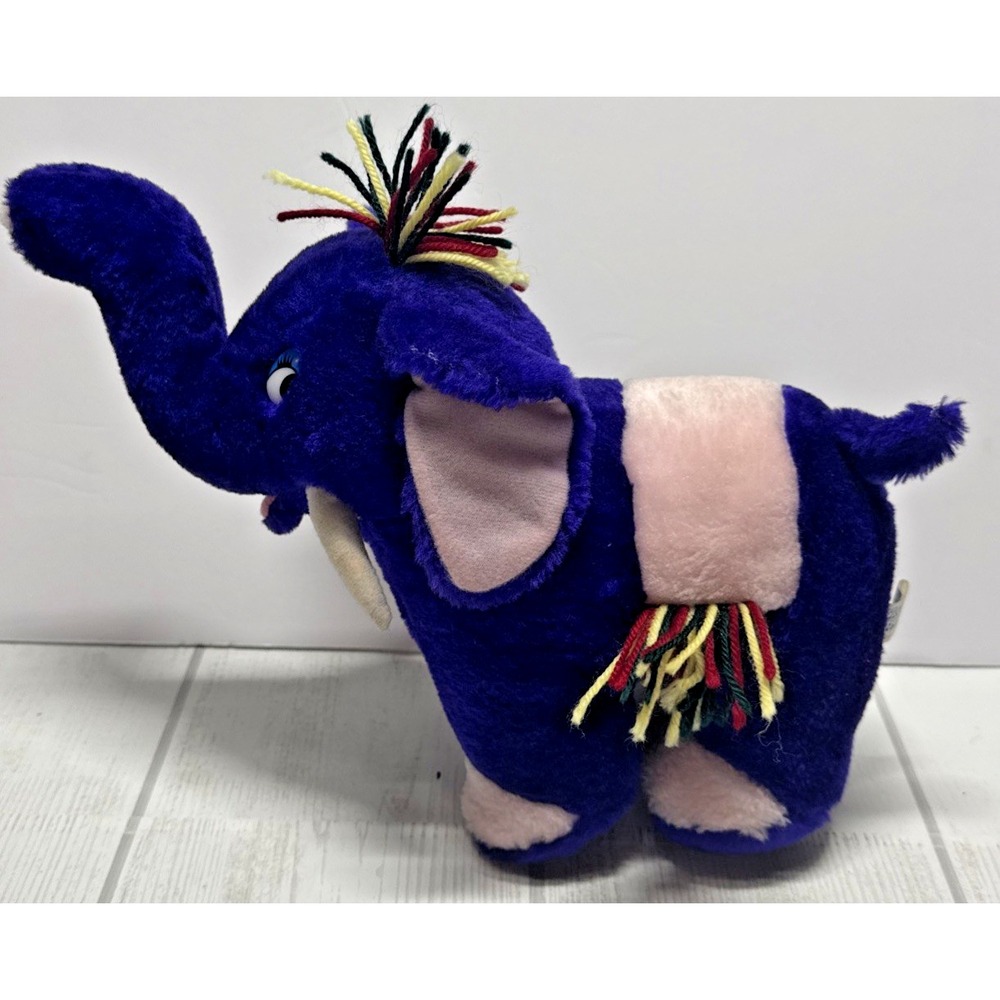 Vintage Soft Things Inc Elephant Plush 9"  Purple Plush Toy Stuffed Animal